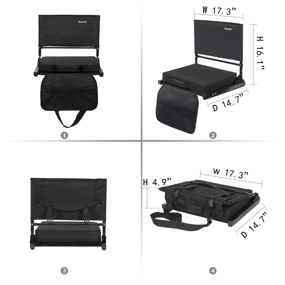 Sheenive Stadium Seats for Bleacher - Wide Padded Cushion Stadium Seats  Chair